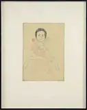 Marion by Marguerite Zorach, Watercolor drawing of a young girl seated wearing a red dress. Pencil titled and signed on bottom edge, offered Aug 2012