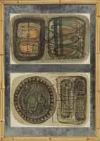 Signed, Two Framed Works, A double watercolor showing Latin American symbols along with a single framed piece