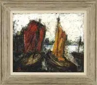 Boats at Dock by Signed, Oil on canvas, offered Aug 2012