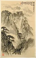 Untitled by Hanging Scroll, China, Chen Dazhang, Ink and light color on paper, “Huang Shan Tu,” finely depicting Mount Huang with pines, offered Aug 2012