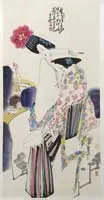 Untitled by Hanging Scroll, China, Wang Xijing, Ink and color on paper, depicting Yang Guifei accompanied by another elegant lady in the Hua Qing Palace, offered Aug 2012