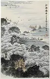Untitled by Hanging Scroll, China, Song Wenzhi, Ink and color on paper, depicting spring rainy scene of Jiangnan, offered Aug 2012