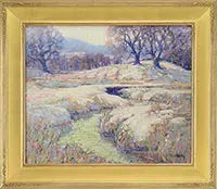 John W. Bentley, Winter Landscape with Sunlit Stream, Oil on canvas