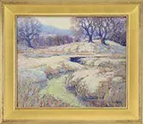 John W. Bentley, Winter Landscape with Sunlit Stream, Oil on canvas