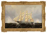 Elisha Taylor Baker, Packet Ship “Ellen Austin, Oil on canvas