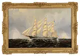 Elisha Taylor Baker, Packet Ship “Ellen Austin, Oil on canvas