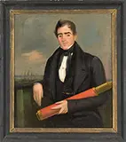Unsigned, Portrait of a Sea Captain, Oil on canvas mounted to masonite