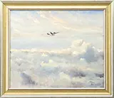 Eric Sloane, Last Flight at 12,000Ft, Oil on canvasboard