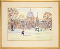 Charles Peter Demetropoulos, Boston Skating, Watercolor