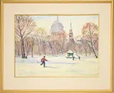 Charles Peter Demetropoulos, Boston Skating, Watercolor