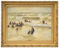 Bathers in the Surf by Unsigned, Oil on canvas, offered Feb 2014