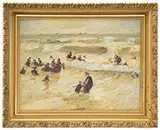 Unsigned, Bathers in the Surf, Oil on canvas