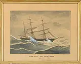 Auguste Avrillaud, The Bark “Saga” Cap Jas A.C, GREEN 1878. Watercolor on paper
