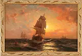 B. Kreutzer, Sailing Under Sunset, Oil on canvas