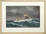 Antonio de Simone the Elder, Portrait of the Steam Yacht “Columbia, Gouache