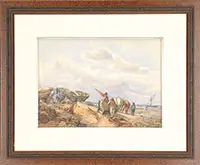 William Joseph Shayer, Pair of Coastal Scenes, Watercolors