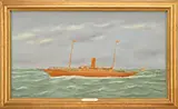 Thomas H. Willis, Portrait of the Steam Yacht “Wakiva, Oil & silk on canvas