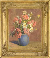 Flowers in a Blue Vase by Albert André, Oil on canvas board, offered Feb 2014