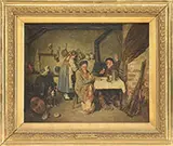 Adolphe Grison, Back from the Hunt, an Interior Scene, Oil on canvas