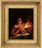 Arnound Wyderveld, Maiden with Skull and Fire Stick, Oil on board