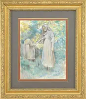 Young Girl in Landscape by J. Alden Weir, Pastel, offered Feb 2014
