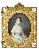 James Wells Champney, A Portrait of a Young Woman in White Dress, Pastel on paper
