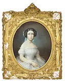 James Wells Champney, A Portrait of a Young Woman in White Dress, Pastel on paper