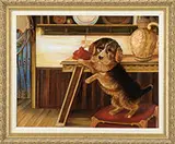 Unsigned, Portrait of a Dog in Interior Setting, Oil on canvas