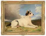 George Havell, Portrait of a Terrier in Landscape, Oil on canvas