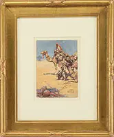 Adam Styka, Arabs and Camels at Rest, Watercolor
