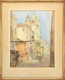 Frida Gugler, Old Street Bellagio Italy, Watercolor