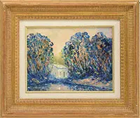 House with Woods by Unsigned, Oil on masonite, offered Feb 2014