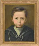 Monogrammed, Shoulder Portrait of a Young Boy in Sailors Outfit, Oil on canvas