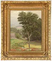 Laura Miller, Landscape with Tree and Barn, Oil on canvas