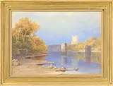 George Fennell Robson, Castle on a River, Watercolor