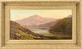 Alfred Augustus Glendenning Sr, Cows & Sheep with Mountain Lake, Oil on canvas