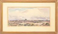 Charles Sim Mottram, Ships on Open Ocean, Watercolor