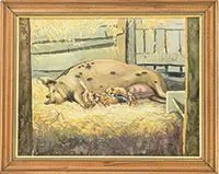 Feeding Time by Charles E Port, Watercolor, offered Feb 2014