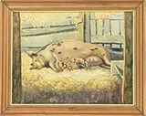 Charles E Port, Feeding Time, Watercolor