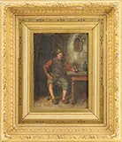 Ernst Karl Georg Zimmerman, Man Seated at a Tavern Table, Oil on wood panel