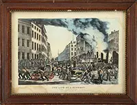 Nathaniel Currier, The Life of a Fireman the Ruins-Take Up-Man Your Rope, Lithograph