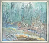 Carl Sprinchorn, Five Men Working Logs in a River