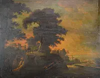 Old Master Style Landscape by Unsigned, Oil on wood panel, offered Aug 2013