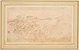 Unsigned, Landscape Sketch, Ink on paper mounted to light stock Contained within a light matte