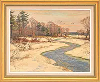 Winter Sunset by Wayne Beam Morrell, Oil on Masonite, offered Aug 2013