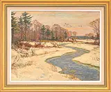 Wayne Beam Morrell, Winter Sunset, Oil on Masonite