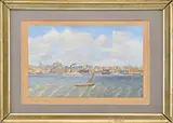 William B. Gleason, View of Chelsea from East Boston, Oil on paper