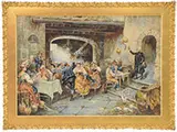 F. Marchis, Toasting in the Tavern, Watercolor
