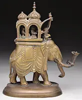 Elephant Figural Hookah Lighter by Unsigned, Bronze, offered Aug 2013