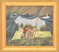 Outside the Circus Tent by Mizzy, Oil on canvas, offered Aug 2013